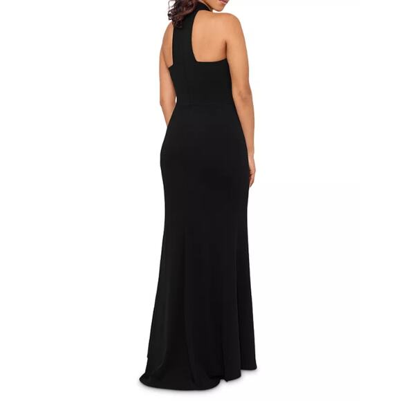 AQUA FORMAL Women's Halter Neck Slit Maxi Gown Size 4 Black Sleeveless NWT - Picture 5 of 13